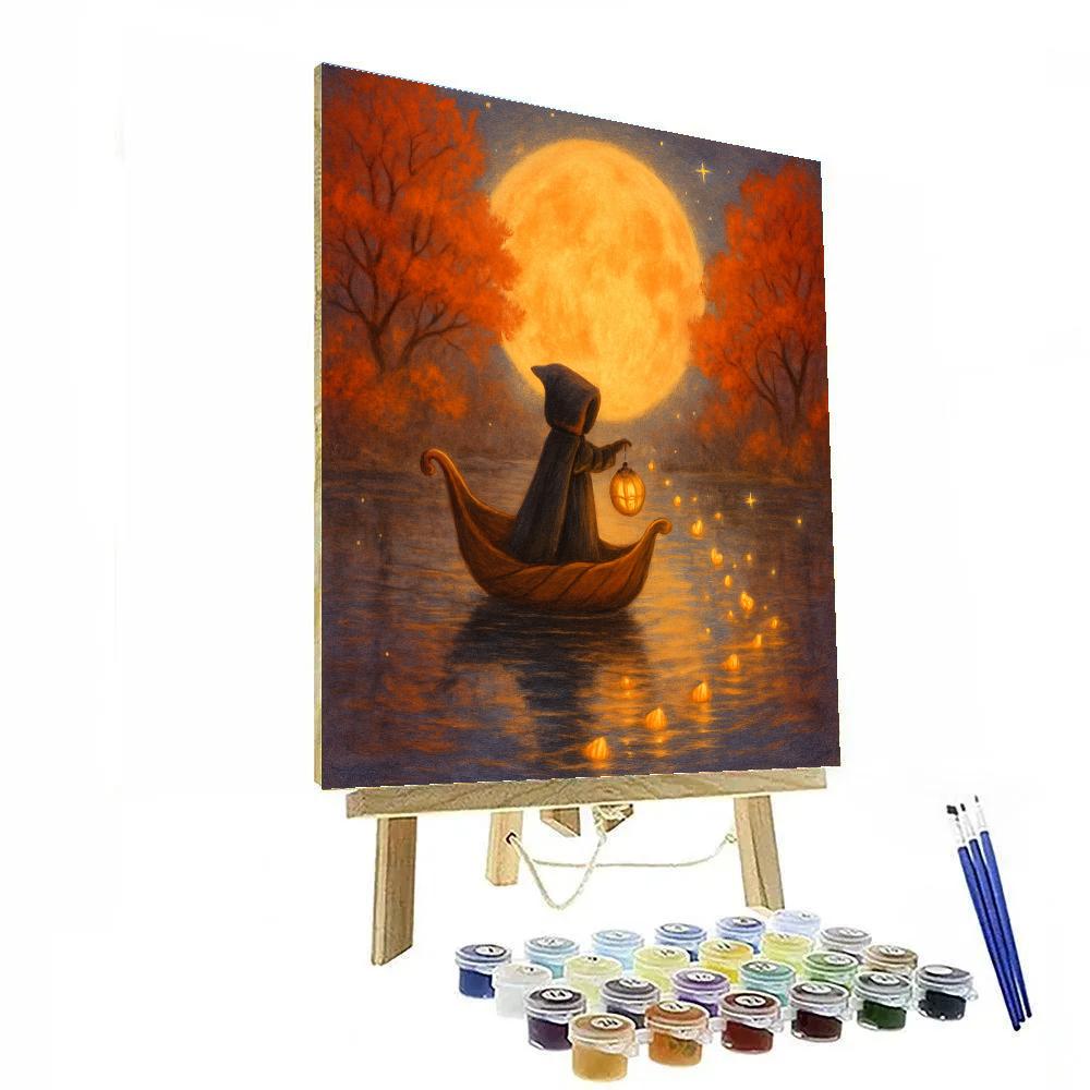 Lantern Boat On The Autumn Moon Pond Paint by numbers kits