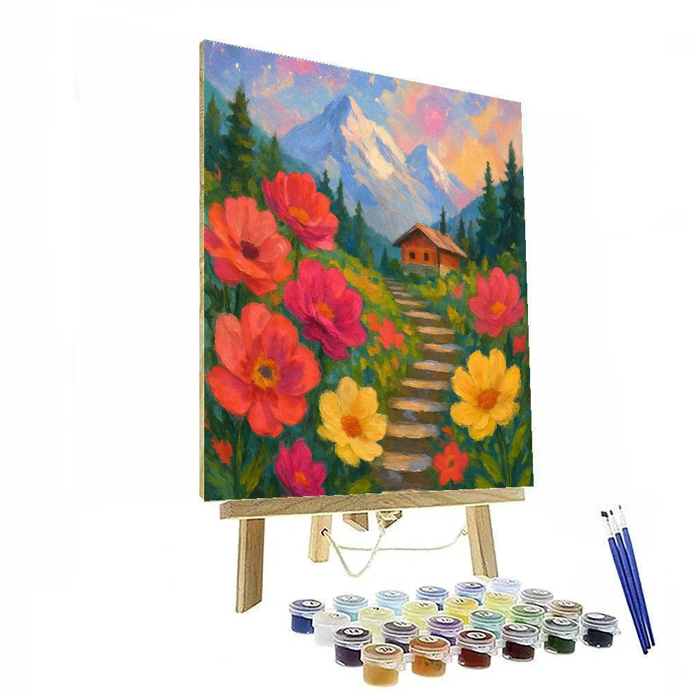 Cosmic Bloom Mountain Garden paint by numbers