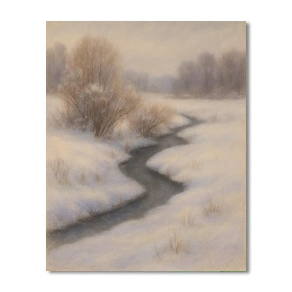Winter Stream Through Silent Meadow DIY paint by numbers