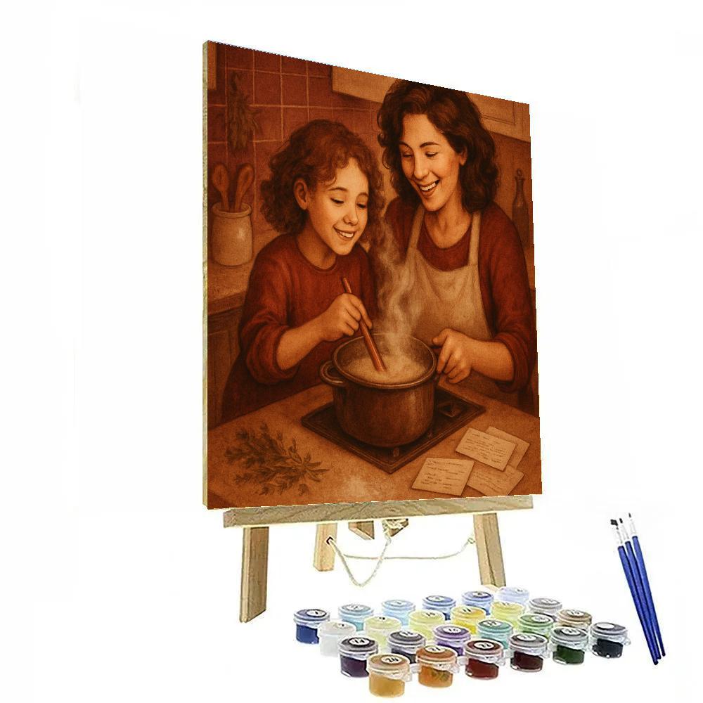 Cooking Old Family Recipes With Mom Painting by numbers kit