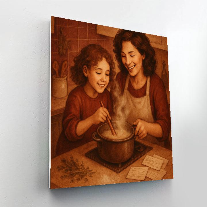 Cooking Old Family Recipes With Mom Painting by numbers kit