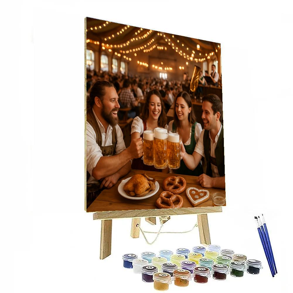 Oktoberfest Beer Tent At Golden Hour Munich Numbered painting kits