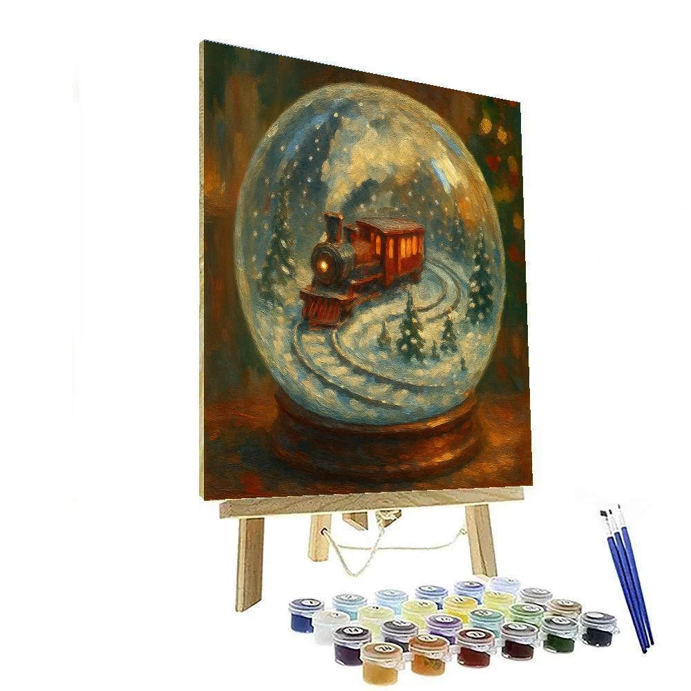 Snowglobe Train To The North Paint by numbers art