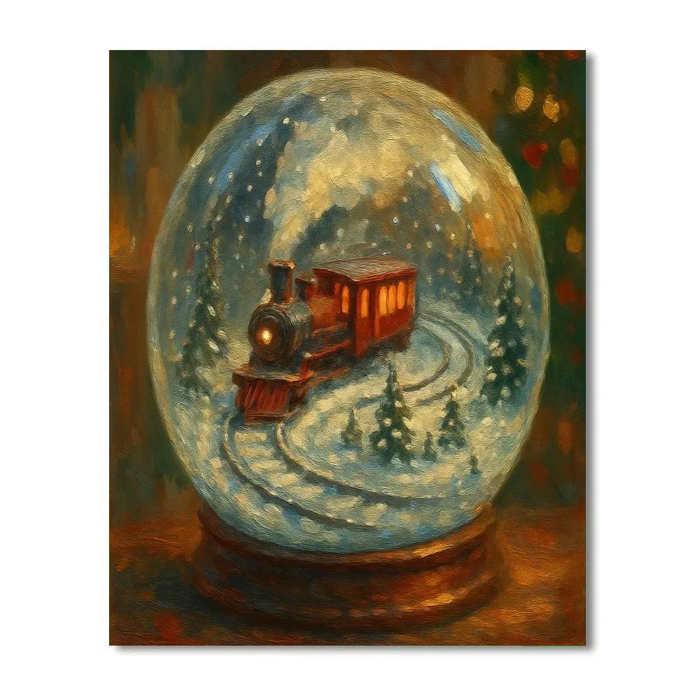 Snowglobe Train To The North Paint by numbers art
