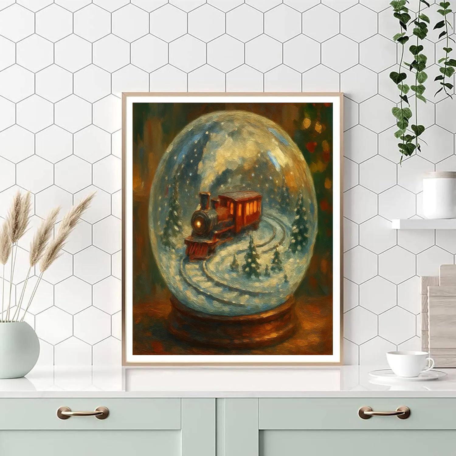 Snowglobe Train To The North Paint by numbers art