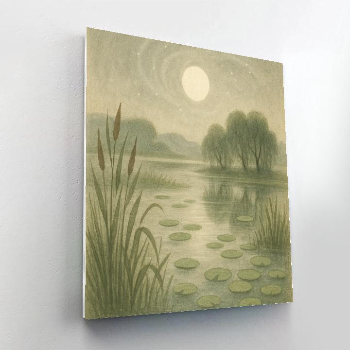 Moonlit Marsh Under Spiral Sky paint by numbers