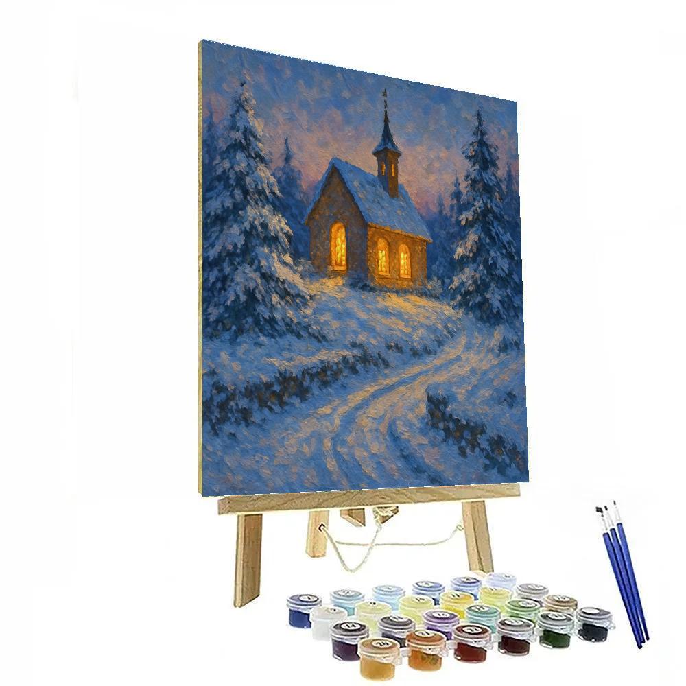 Snowbound Chapel At Evening Bell Number painting
