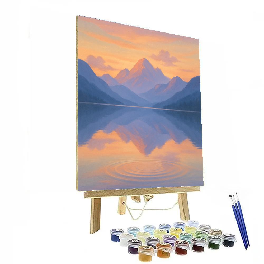 Mountain Mirror Lake At Soft Sunrise paint by color