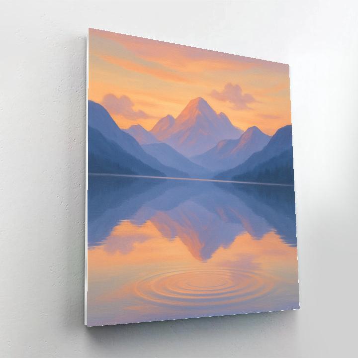 Mountain Mirror Lake At Soft Sunrise paint by color