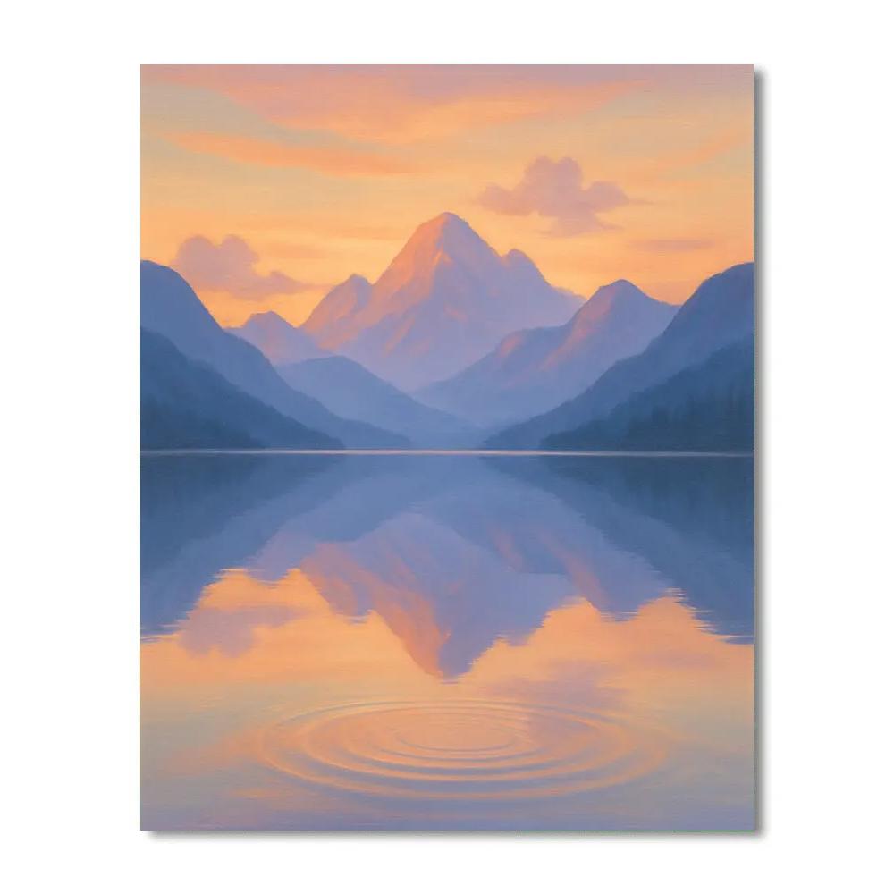 Mountain Mirror Lake At Soft Sunrise paint by color