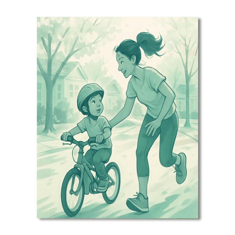 First Bike Ride With Moms Steady Hand paint by number