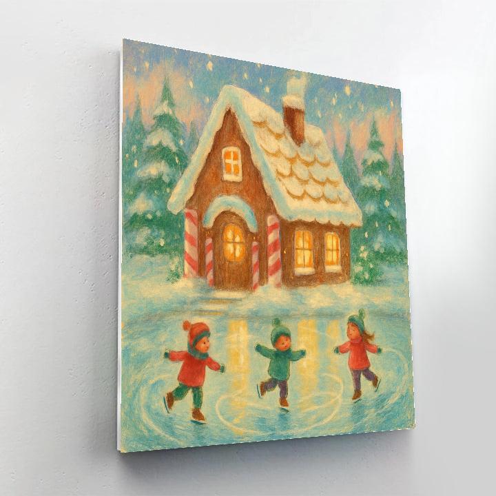 Gingerbread Cottage On Frozen Lake Paint by numbers kits