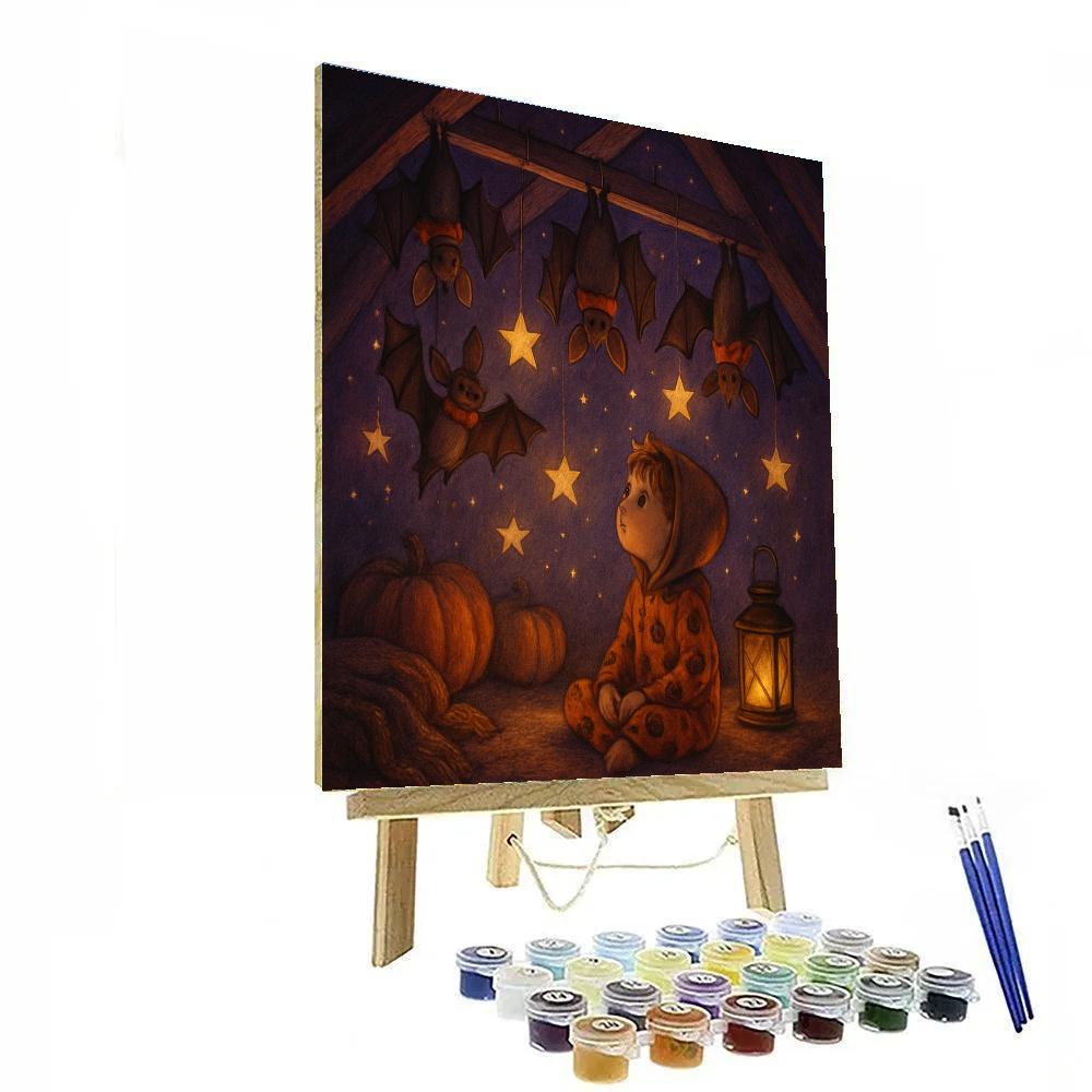 Starry Attic Of Friendly Bats Painting by numbers kit