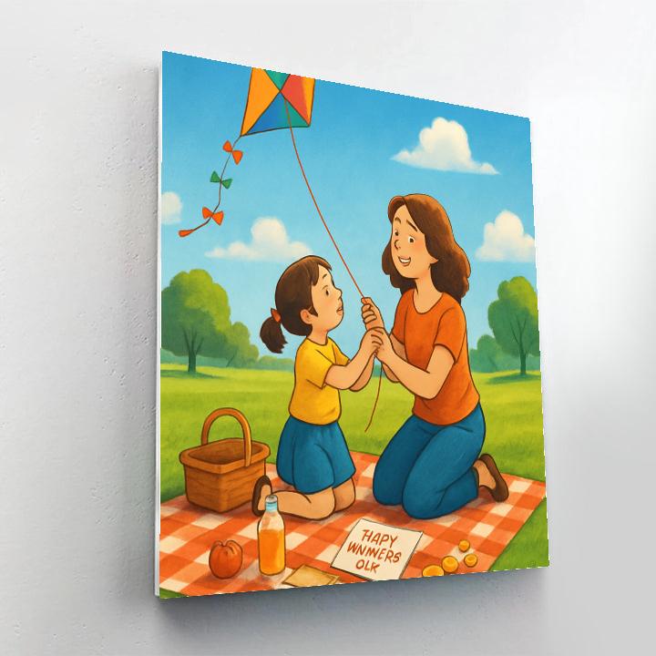 Mothers Day Park Picnic And Kite Flying DIY paint by numbers