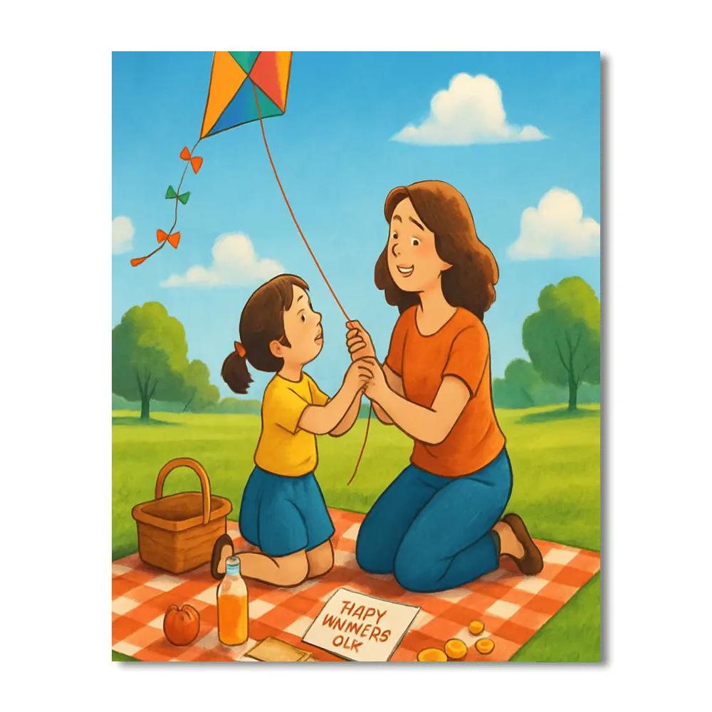 Mothers Day Park Picnic And Kite Flying DIY paint by numbers