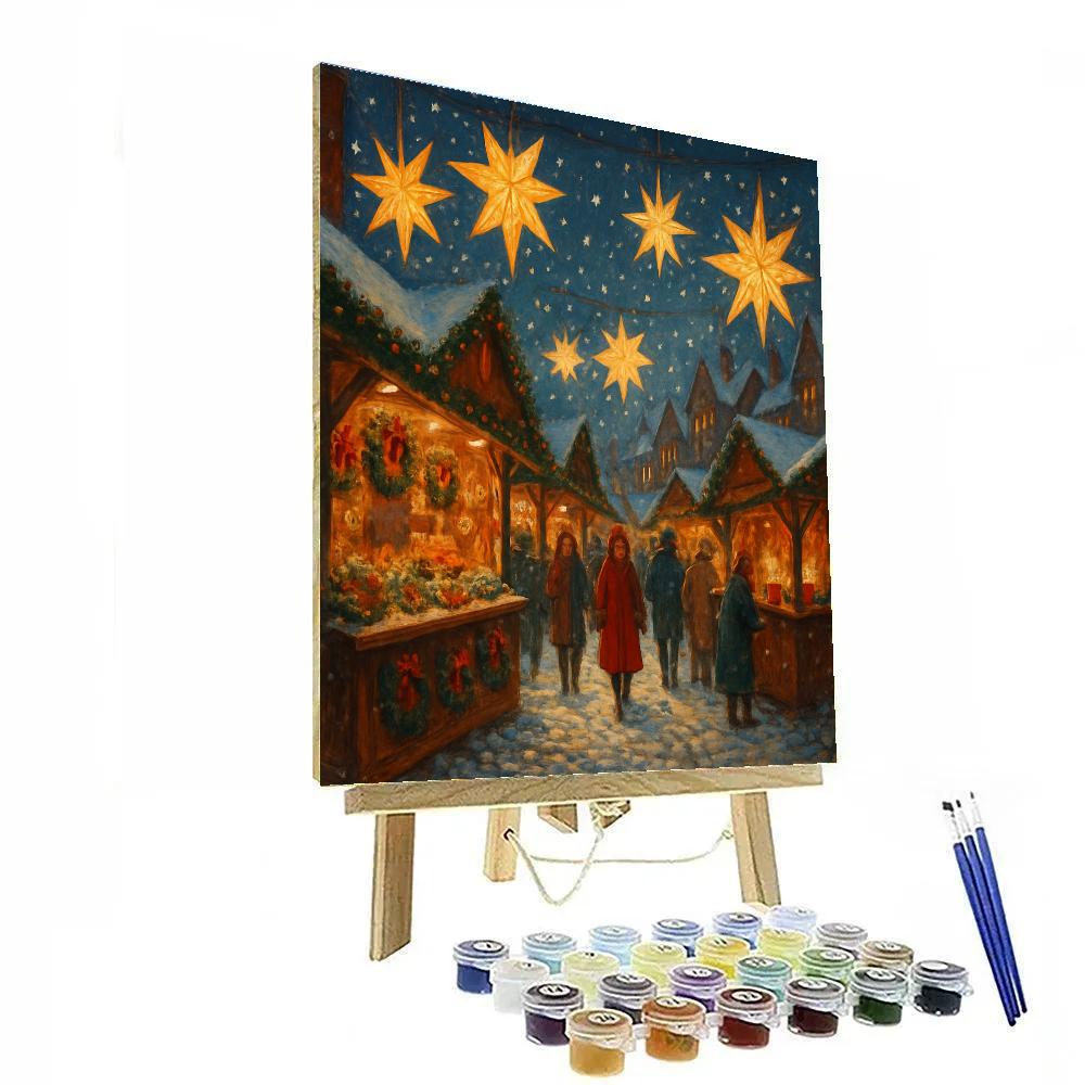 Christmas Market Under Paper Stars paint by color