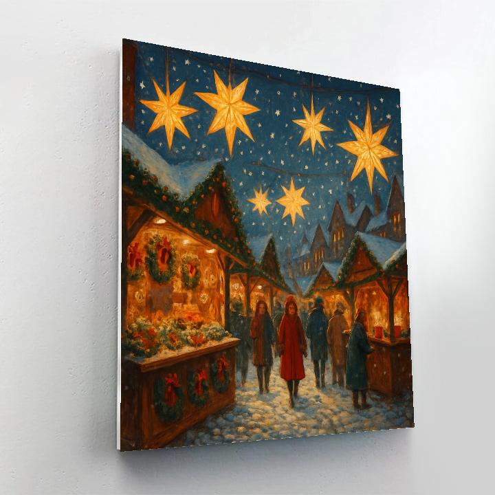 Christmas Market Under Paper Stars paint by color