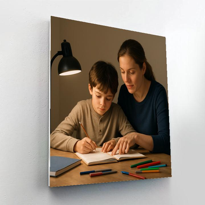 Studying Together At The Kitchen Table Paint by numbers art