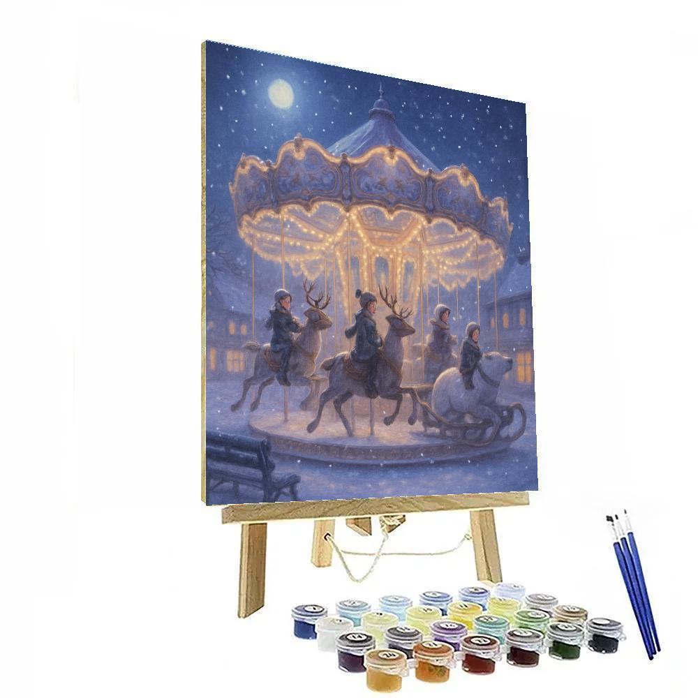 Snowy Carousel Of Winter Wishes Painting by numbers kit