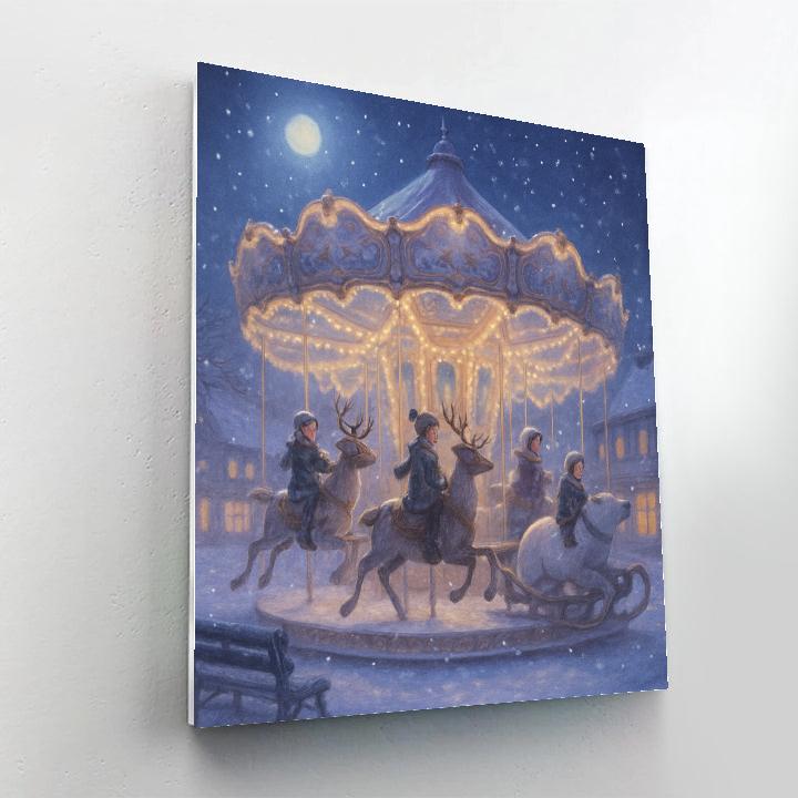 Snowy Carousel Of Winter Wishes Painting by numbers kit