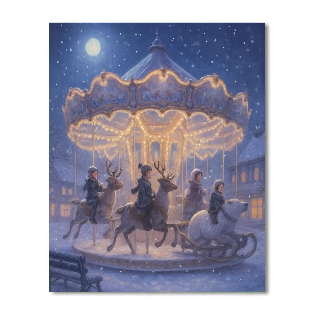 Snowy Carousel Of Winter Wishes Painting by numbers kit