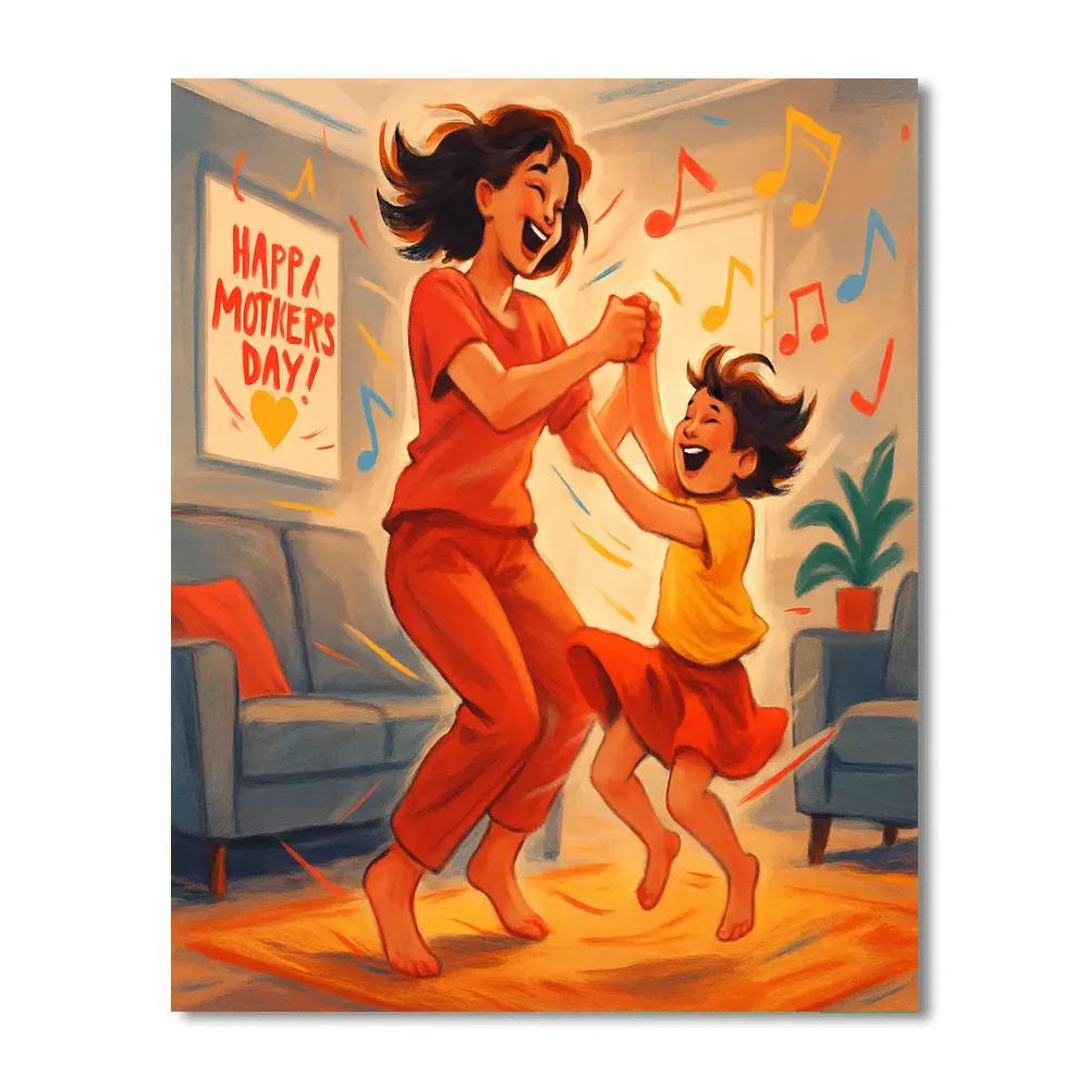 Dance Party In The Living Room With Mom painting number kit