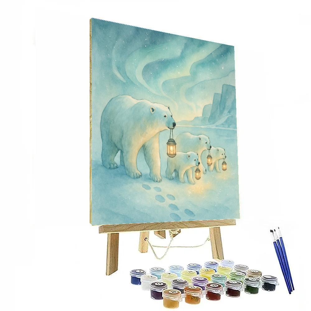Polar Bear Lantern Parade paint by numbers