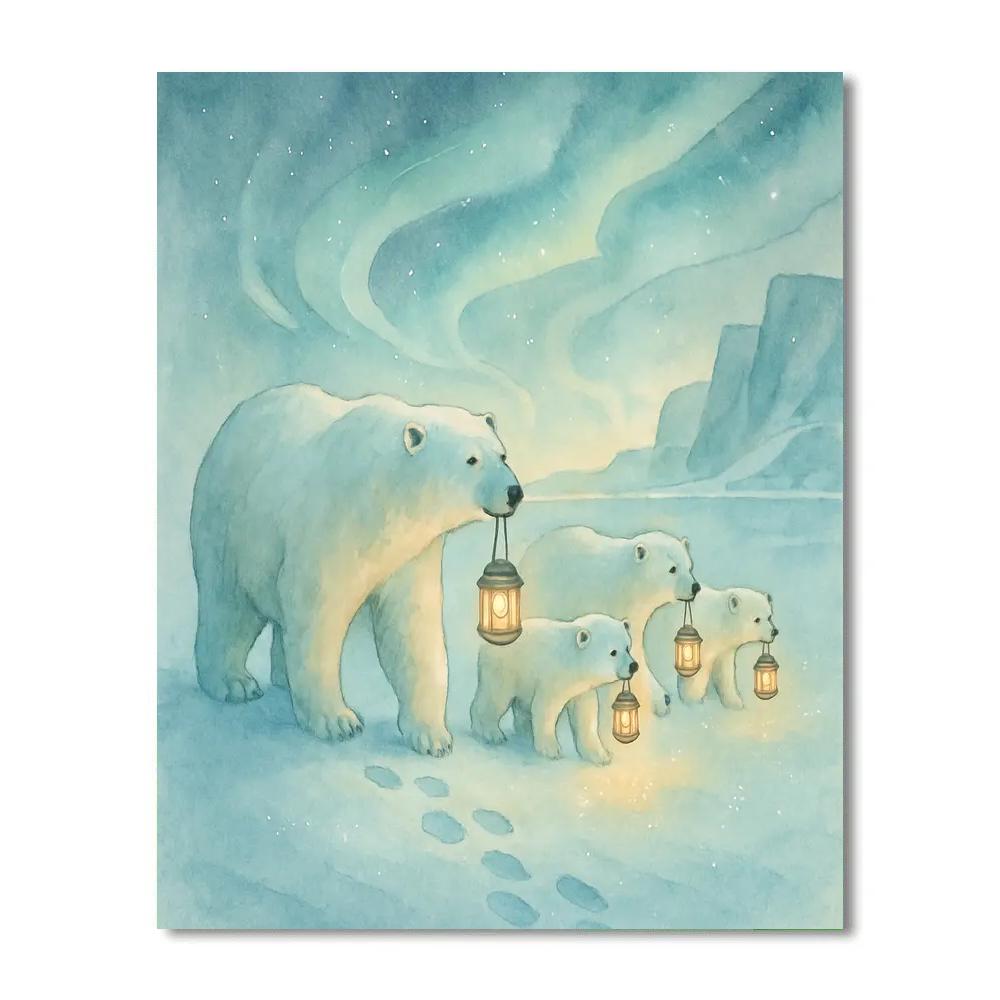 Polar Bear Lantern Parade paint by numbers
