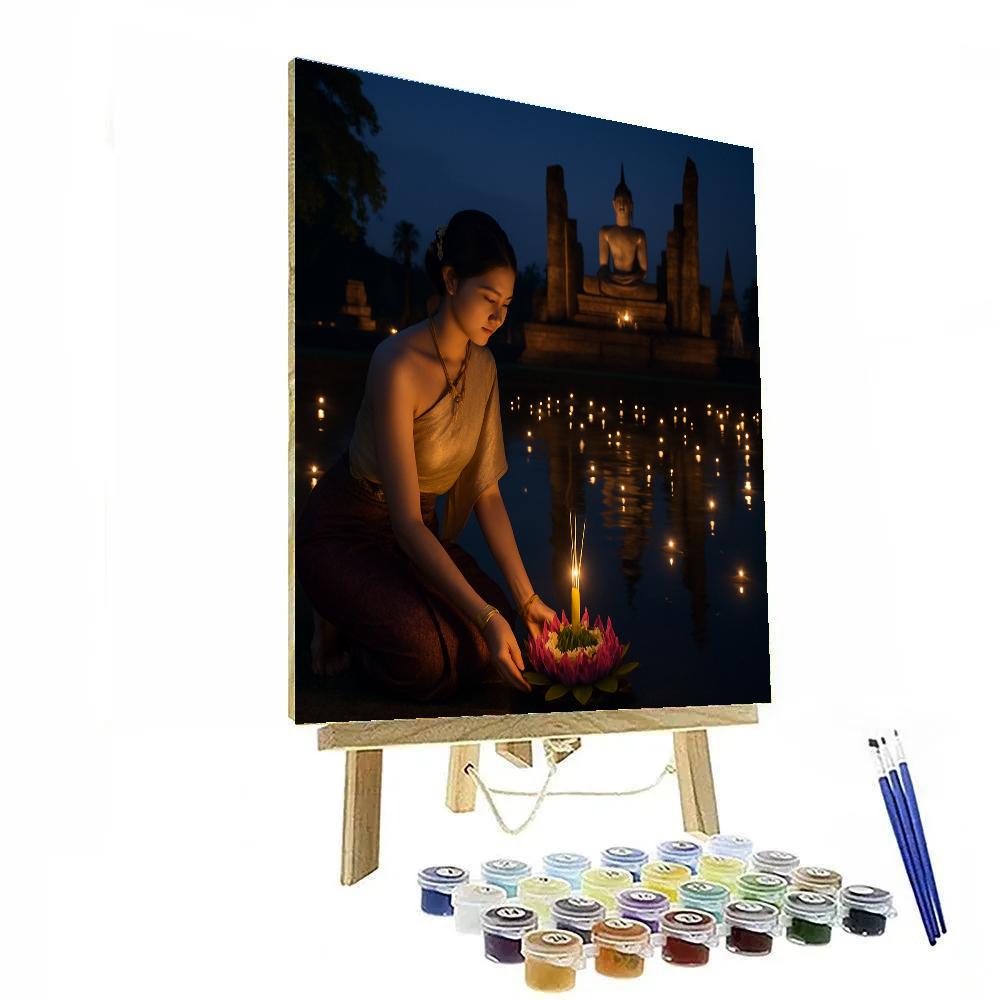 Loi Krathong Floating Offerings In Sukhothai paint by numbers