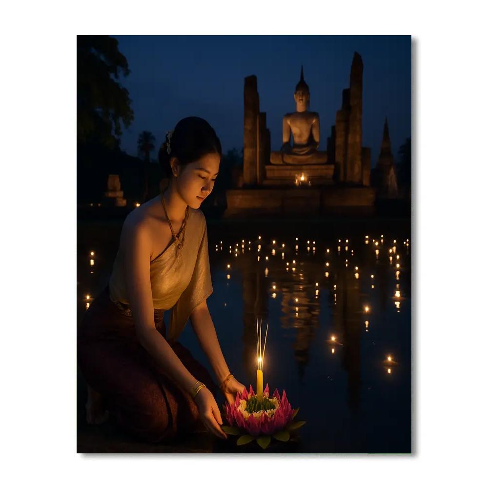 Loi Krathong Floating Offerings In Sukhothai paint by numbers