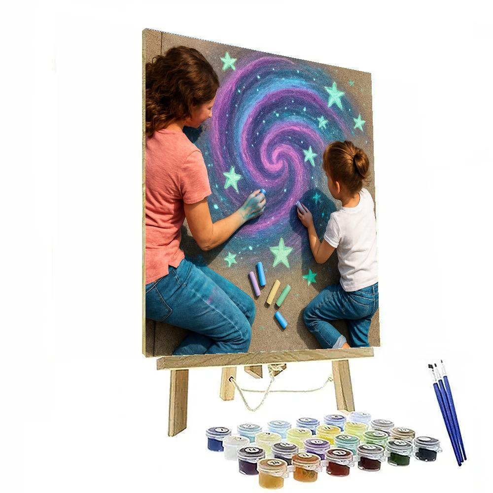 Sidewalk Chalk Galaxy With Mom Paint by numbers kits
