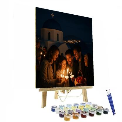 Santorini Easter Midnight Resurrection Service Paint by numbers kits