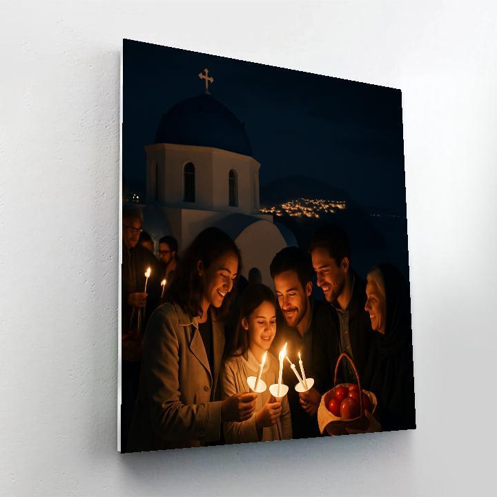Santorini Easter Midnight Resurrection Service Paint by numbers kits