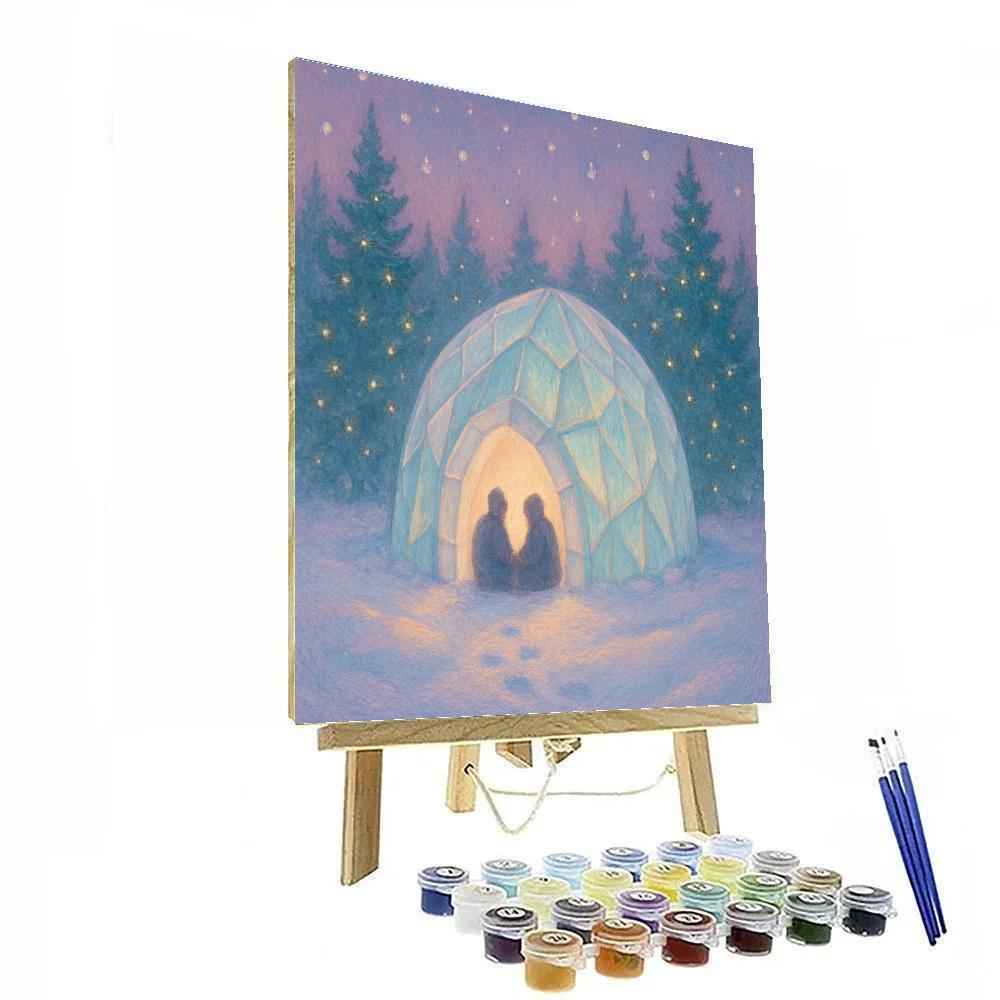 Forest Igloo With Evergreen Halo Paint by numbers kits