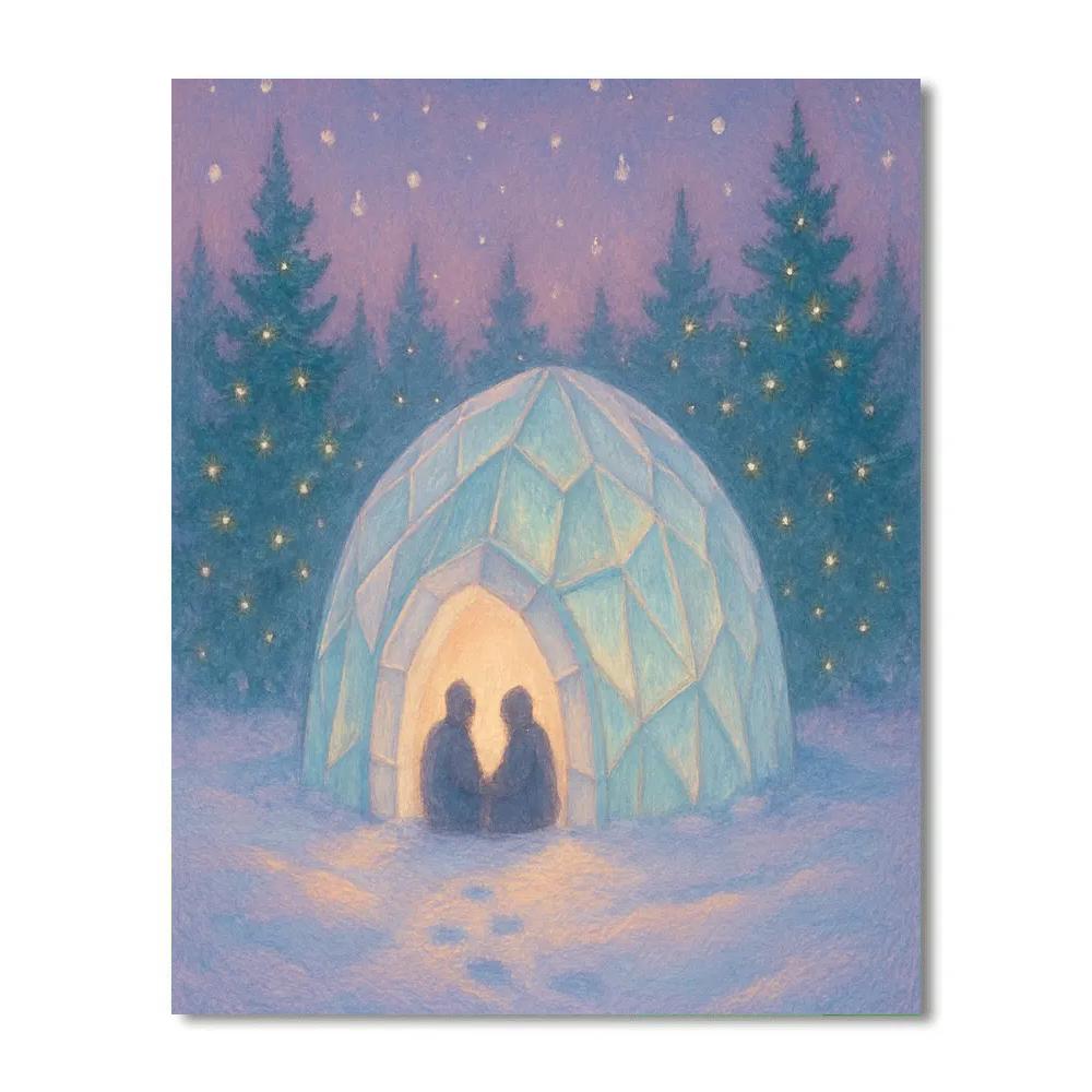 Forest Igloo With Evergreen Halo Paint by numbers kits