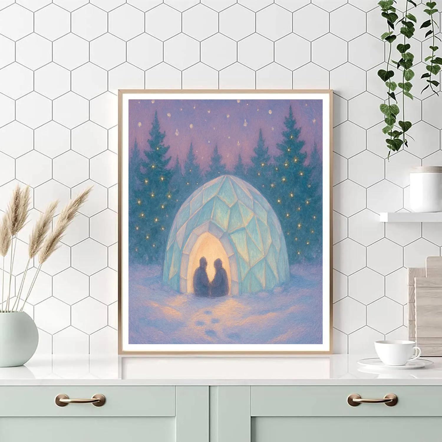 Forest Igloo With Evergreen Halo Paint by numbers kits