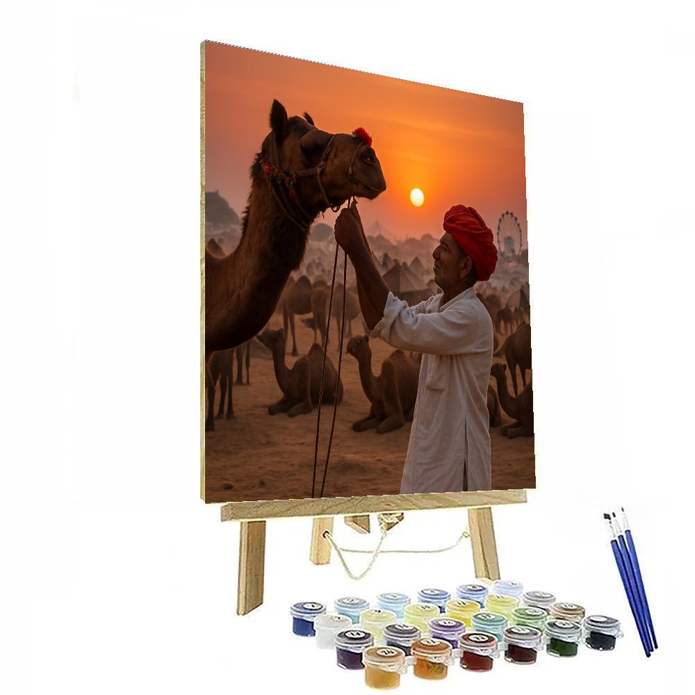 Pushkar Camel Fair Sunset Trading Ground paint by color