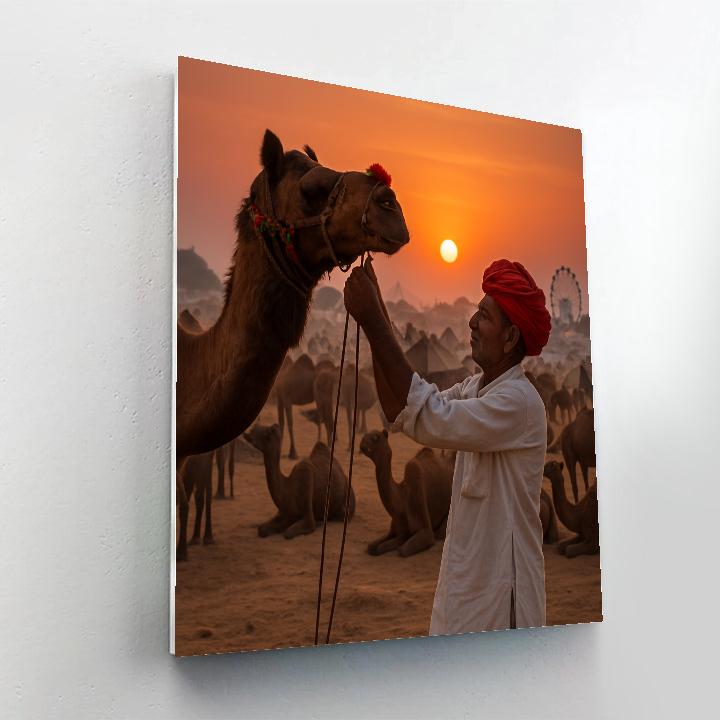 Pushkar Camel Fair Sunset Trading Ground paint by color