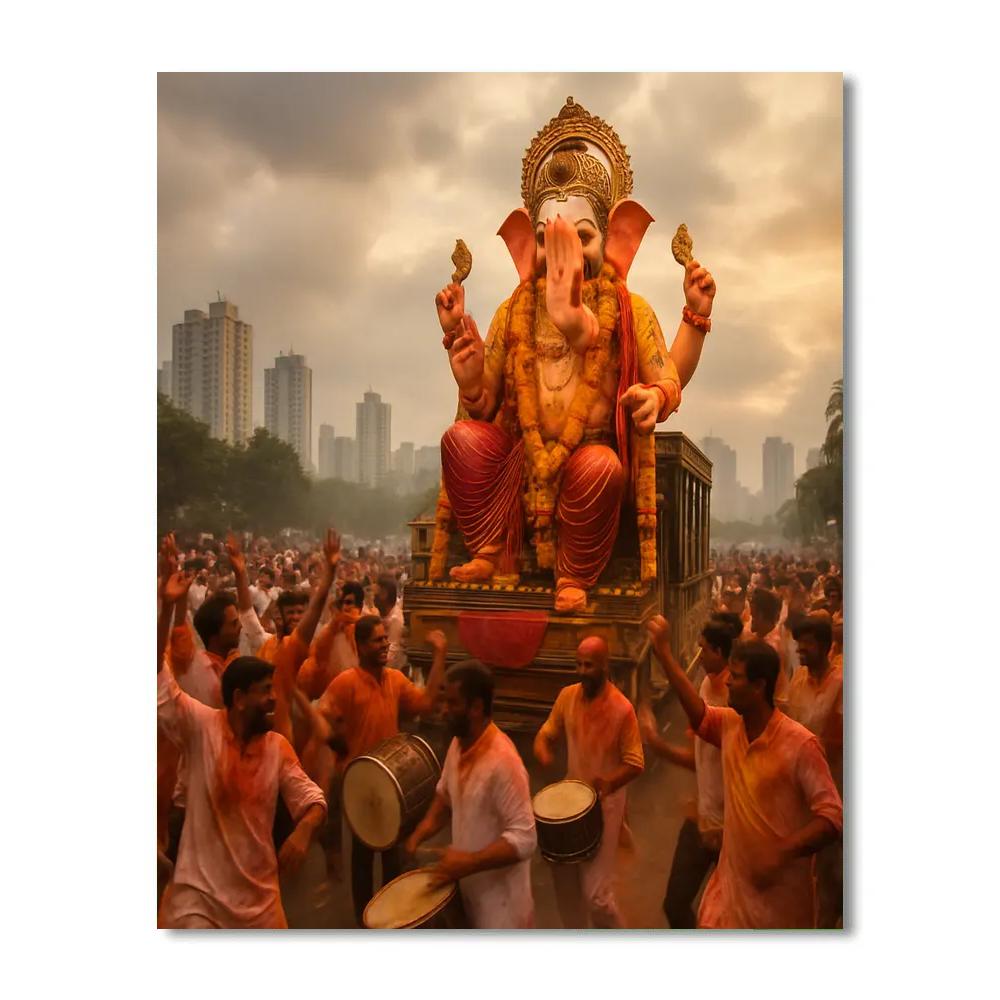 Ganesh Chaturthi Immersion Procession In Mumbai paint by number