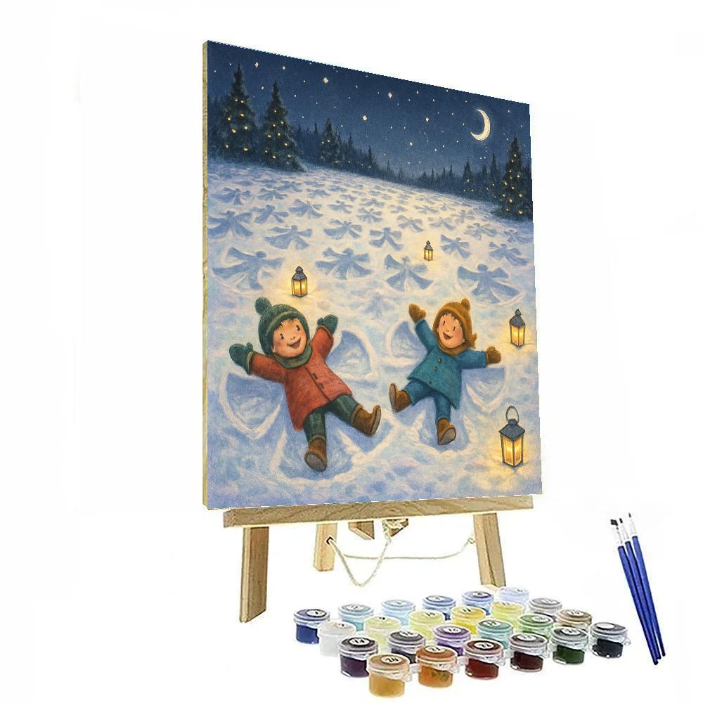 Moonlit Snow Angel Meadow Number painting