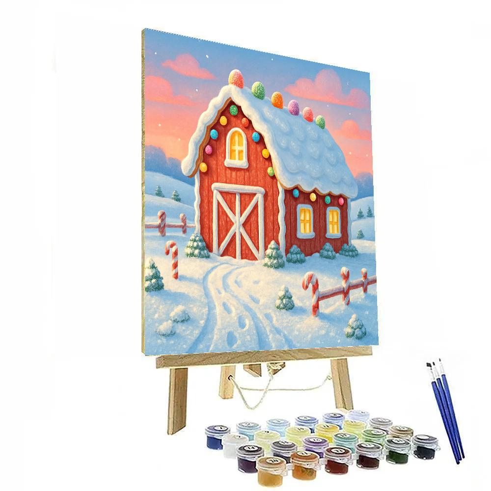 Frosted Farmhouse Cookie Barn Painting by numbers kit