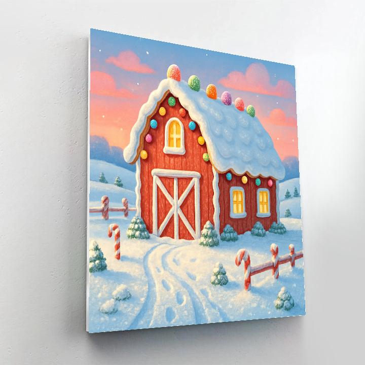 Frosted Farmhouse Cookie Barn Painting by numbers kit