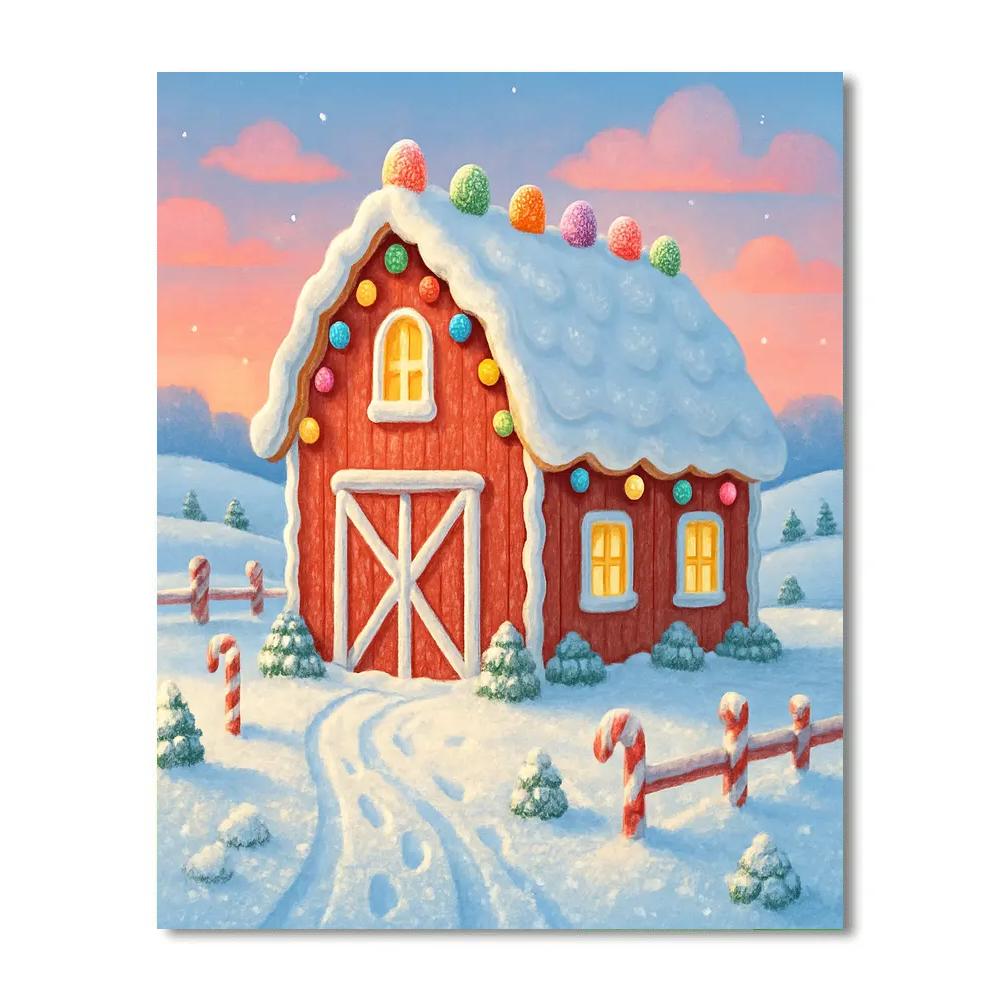 Frosted Farmhouse Cookie Barn Painting by numbers kit