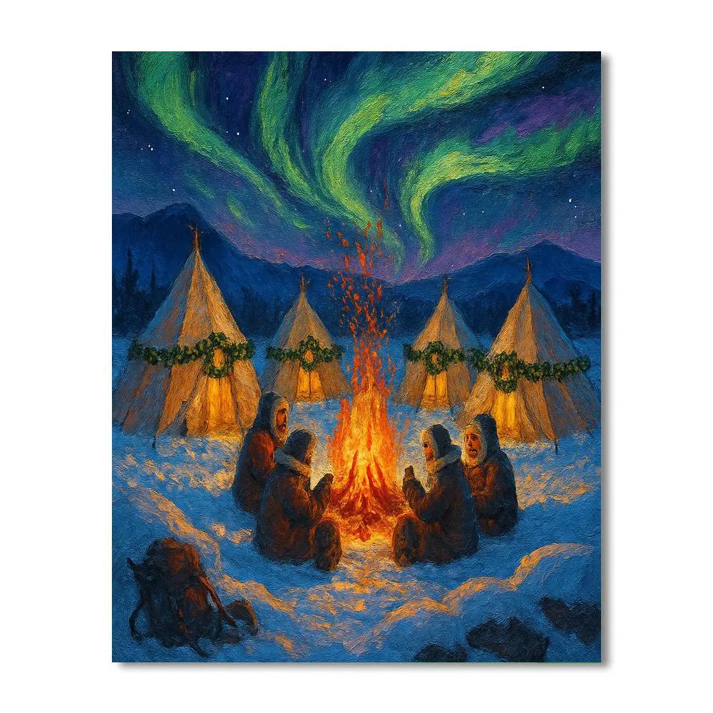 Arctic Aurora Christmas Camp Numbered painting kits