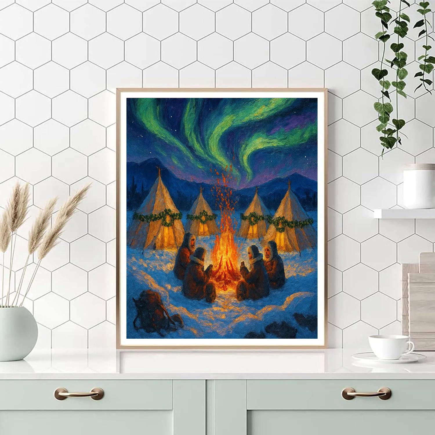 Arctic Aurora Christmas Camp Numbered painting kits