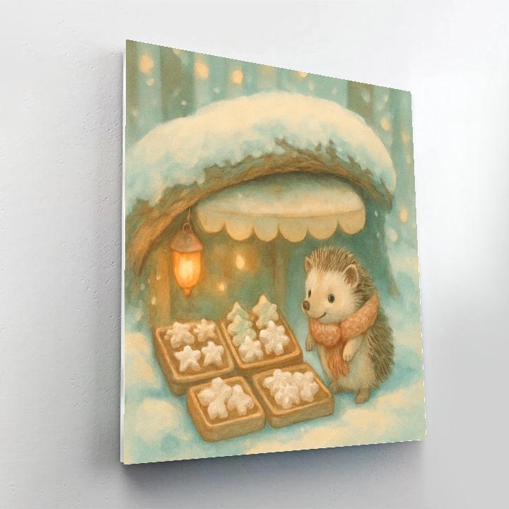 Snowy Hedgehog Christmas Bakery Number painting