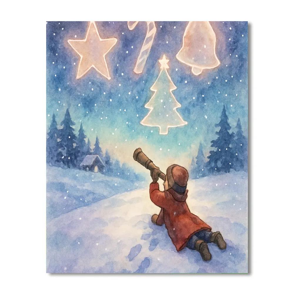 Winter Stargazer On The Hill Number painting