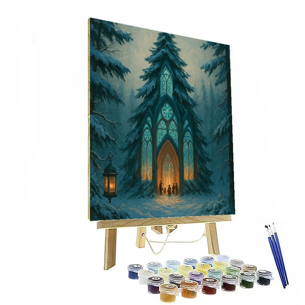 Glistening Evergreen Cathedral Numbered painting kits