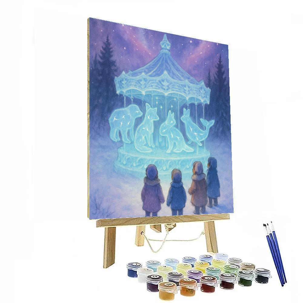 Winter Carousel Of Constellation Animals paint by color