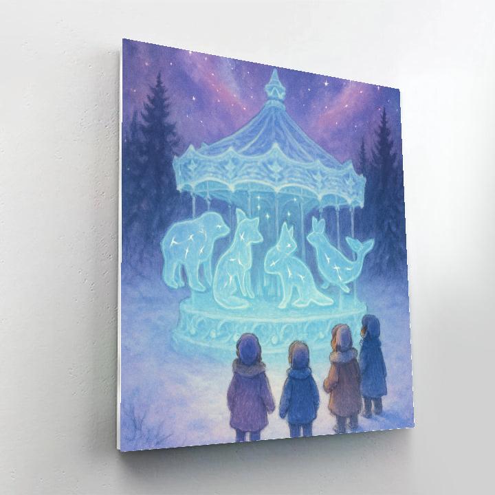 Winter Carousel Of Constellation Animals paint by color